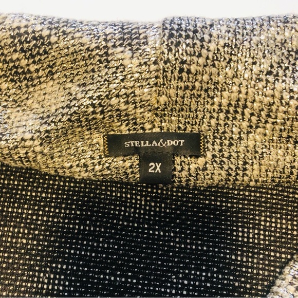 Stella & Dot 2X Gold Rebel Metallic Moto Jacket Cardigan Holiday Asymmetrical - Picture 6 of 16